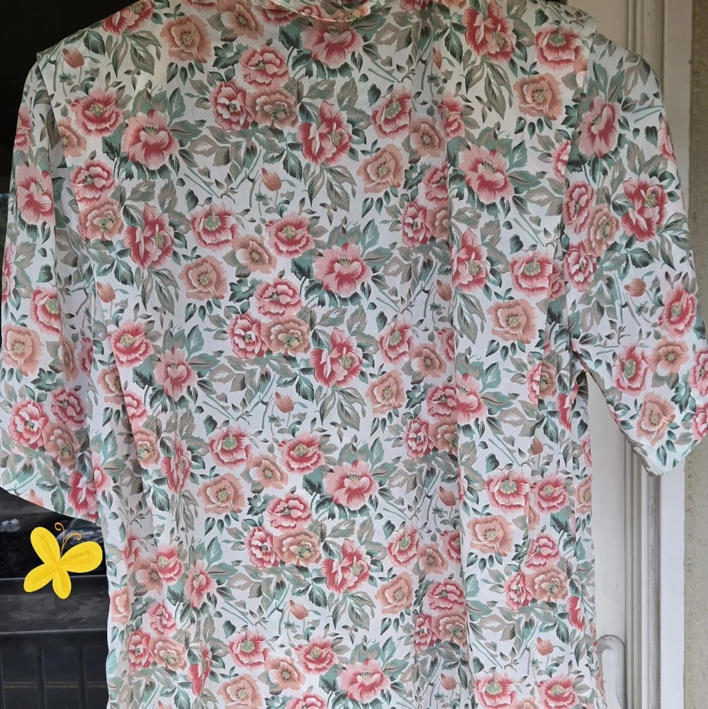 Vintage Notations Floral 90s Librariancore Blouse Size Petite 8